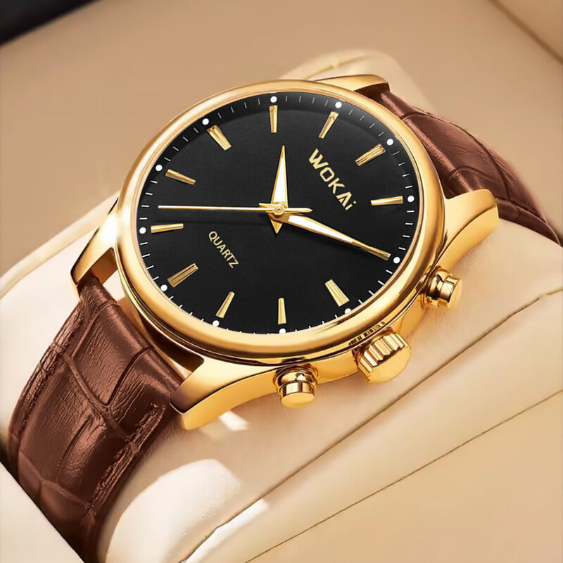 New fashion generous simple dial men's watch quartz leather watch trend