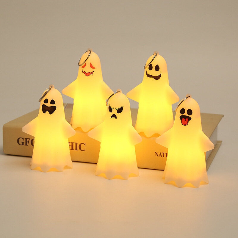 Halloween Nightlight Ghost Table Decoration Light Jewelry Electronic Candle Ghost Party Prop Pendant Cute Light Lamp