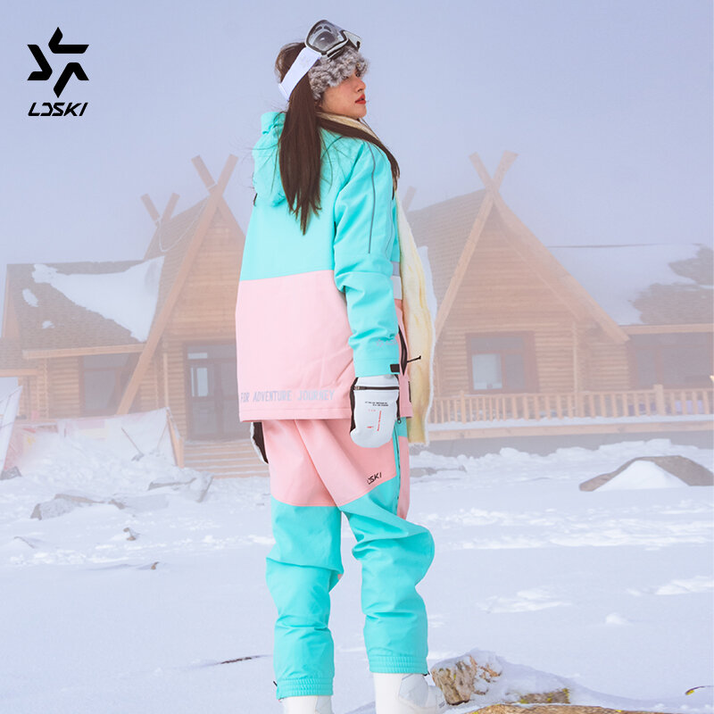 LDSKI Лыжный костюм Лыжные штаны Женщины Мужчины Теплый Одежда Ветрозащитный Водонепроницаемый Зима  Снег   Пальто