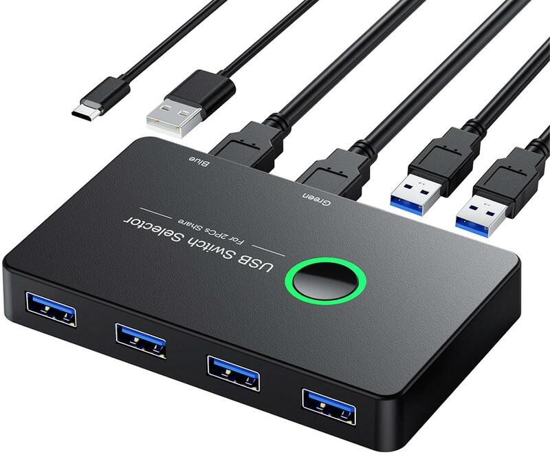 USB 3.0  KVM Switch, USB Switcher 2 Computers Share 4 USB for PC Mouse Keyboard Printer Scanner, Compatible Windows, Mac, Linux