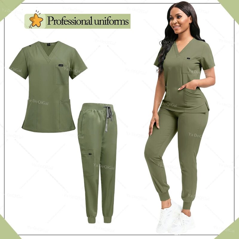 Hospital work uniforms men and women's quick-drying short-sleeve surgical set Oral nurse medical clothes scrubs pocket top pants