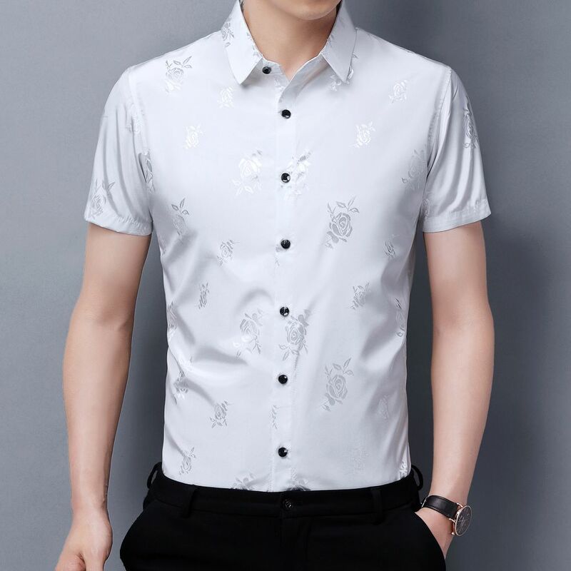 COODRONY 2023 корейская мода печать тонкая ручная работа короткий рукав мужская одежда летняя дышащая удобная новая рубашка поло W5590
