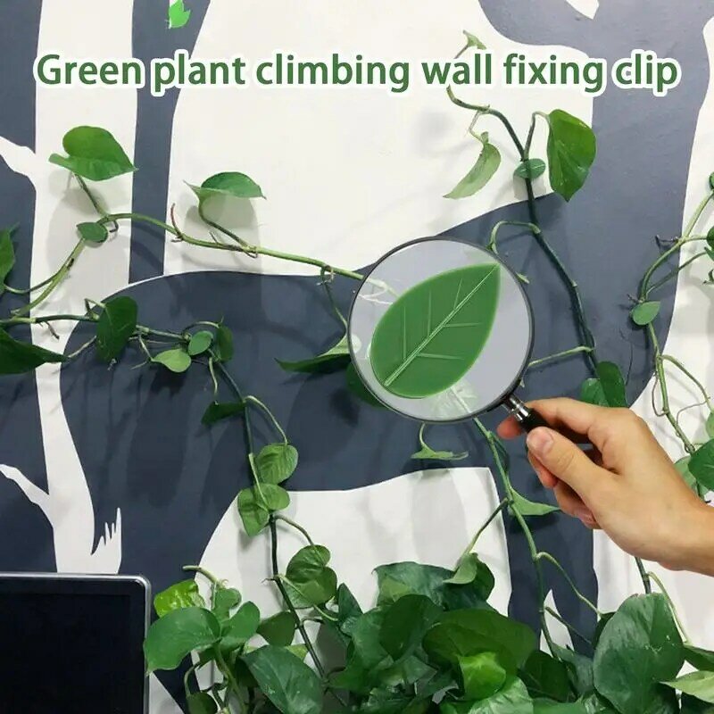 Clipes de parede auto-adesivos invisíveis, Clipe Green Vines para Jardins, Lojas de Jardas, Clipes de Forma de Folha, 10pcs