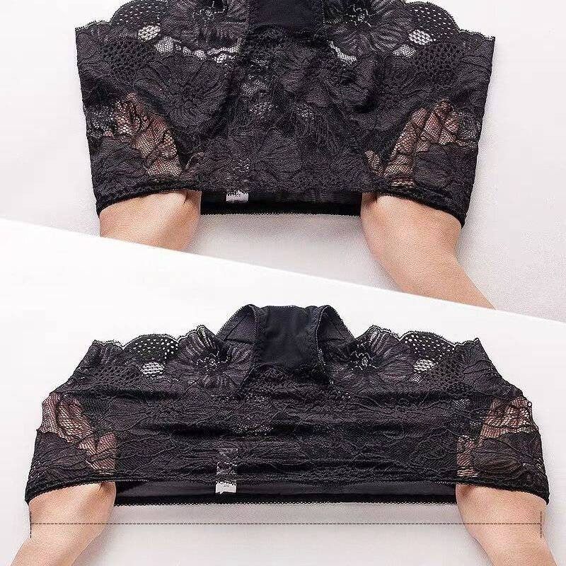 Celana wanita renda berongga dan montok, celana segitiga tengah pinggang seksi jala tipis antilembap untuk perempuan