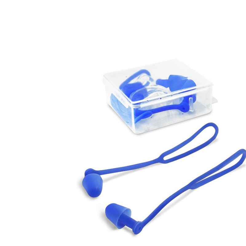 Box-packed Swimming Earplugs Noise Reduction Silicone Soft EarPlugs Swimming Goggles with Lanyard Earplugs Protective Ears