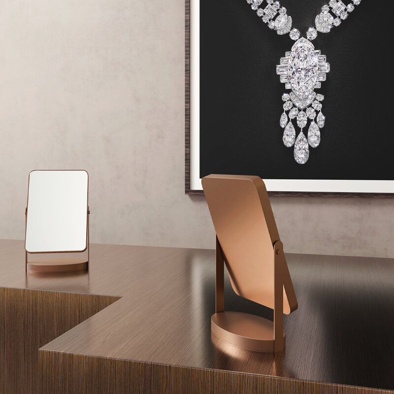 Jewelry counter mirror, light luxury, high-definition mirror surface, 180 degree rotation, multi-purpose matte metal mirror