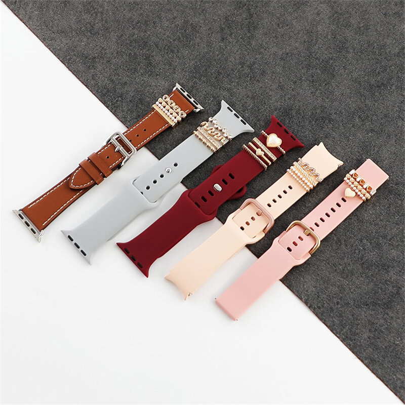 Charms For Apple watch band 9 8 7 6 3 se Diamond Jewelry Accessories samsung/Huawei watchstrap Decoration 20/22mm watch Bracelet