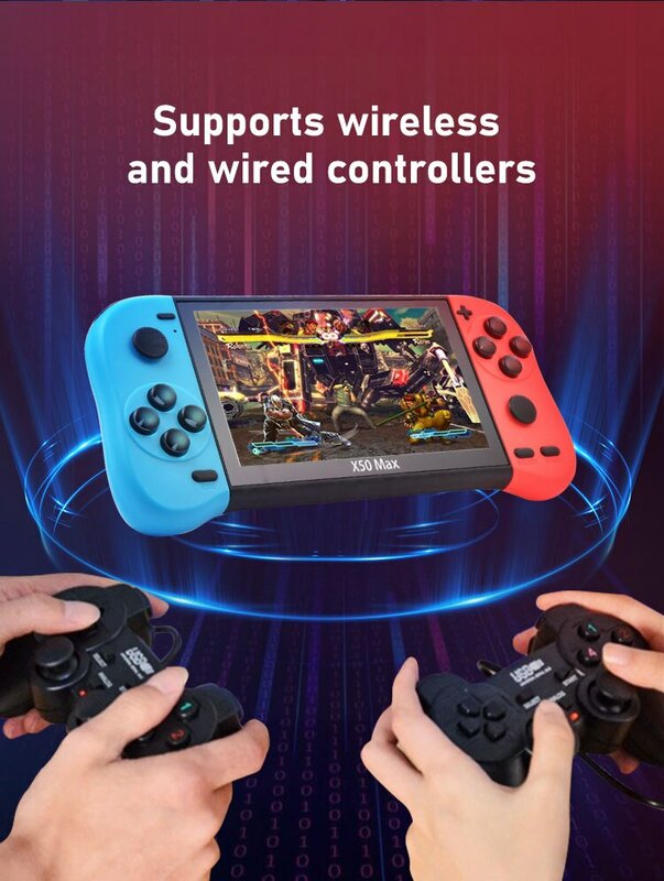 VILCORN X50-MAX 5.1 Inch Handheld Console Support TV Output Retro Portable Video Game Console Gaming Player For PS1 GBA