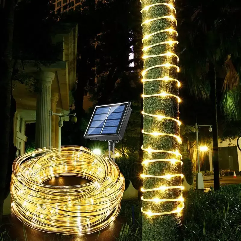 300LED الشمسية حبل قطاع إضاءة خارجية مضادة للماء الجنية خيوط ضوئية زينة عيد الميلاد لحديقة الحديقة شجرة ساحة سياج مسار