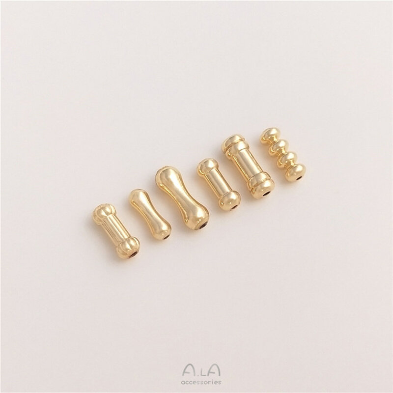 14k ouro-coberto tubo reto separado grânulo bambu junta osso de abóbora através do furo tubo grânulo diy jóias acessórios