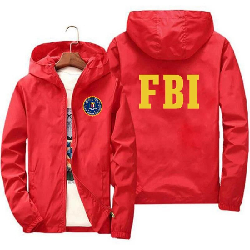 2024casual men's spring and autumn women's windproof and rainproof jacket FBI printed sports hip-hop fashion zipper men/women l