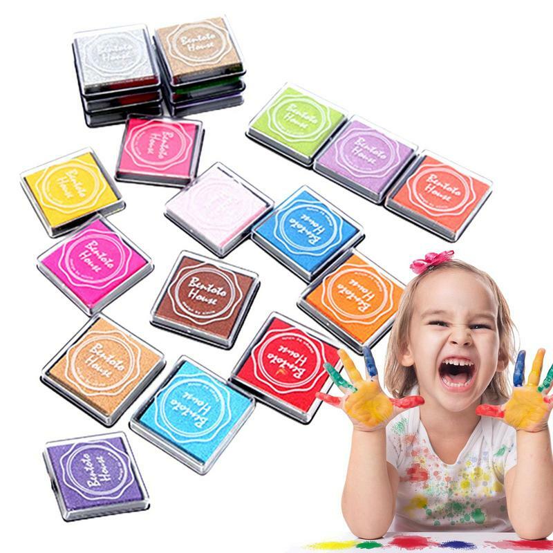 Cuscinetti per inchiostro da dito per bambini 20 colori tampone per inchiostro per pittura a dita cuscinetti per inchiostro colorati impermeabili a base d'acqua 1.57x1.57 pollici impermeabili