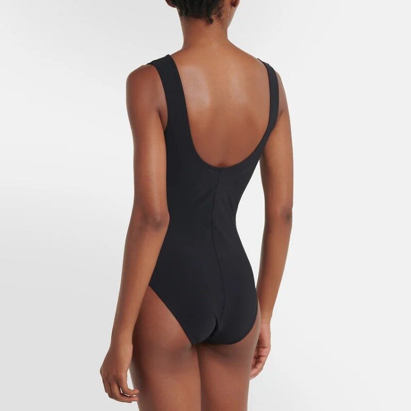 2024 Cutout Black and White One Piece Swimwear Women Vacation Beachwear Luxury Bathing Suit Bodysuit Dress