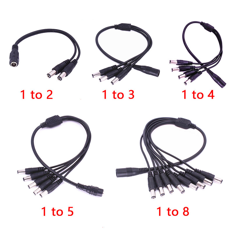 Сплит-кабель с разъемом питания от 1 до 2/3/4/5/8, 2,1*5,5 мм для камер видеонаблюдения, аксессуары для видеорегистраторов, светодиодная лента