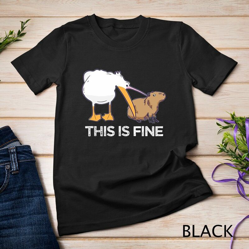 Isto Está Bem Meme Unisex T-Shirt, Engraçado Pelicano Niilismo Piada, Cão Capivara