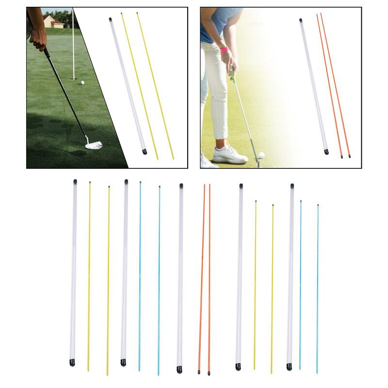 투명한 튜브 케이스가 있는 골프 정렬 스틱, 스윙 연습 퍼팅용 골프 연습봉, 2 개