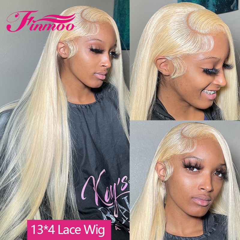 Perruque Lace Front Wig 613 Naturelle Blonde, Cheveux Lisses, 13x4 HD, Naissance des Cheveux Naturelle, 100%