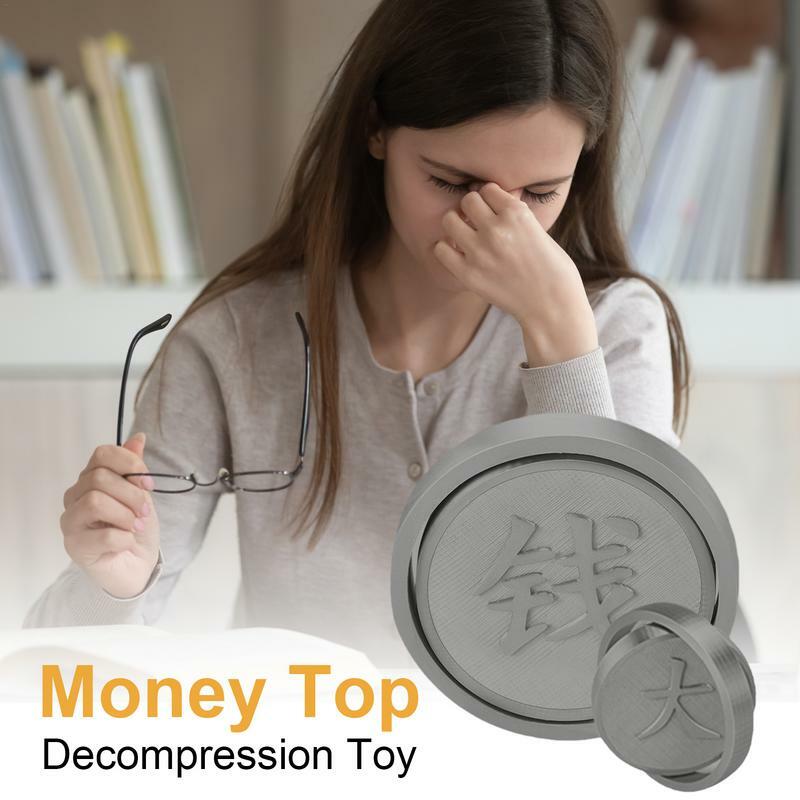 Money Top Spinner de mesa con rotación inercial para niños, juego de dinero giratorio, juguete Fidget pequeño, niño y niña