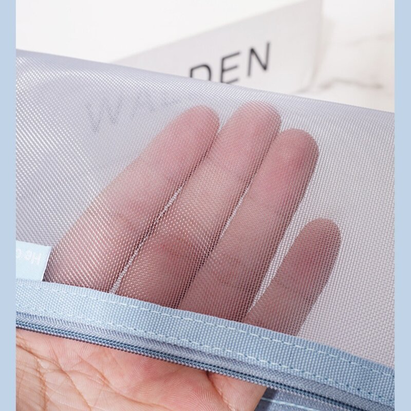 Mesh Fabric Triangle Mesh Pencil Case Fashion Transparent Nylon Mesh Transparent Pencil Case Mesh Zipper Bag