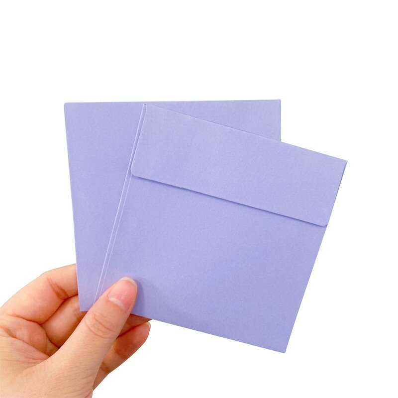 100 шт. оптовая продажа, Квадратный маленький конверт карамельного цвета 10*10 см, фиолетовый/черный/зеленый/воловья кожа/желтый/синий/розовый