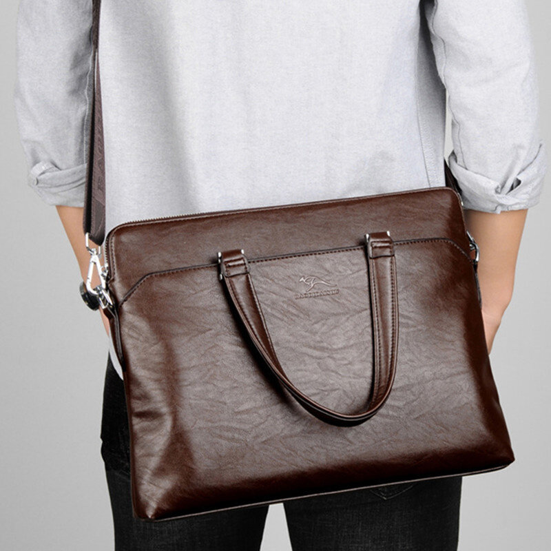 Роскошный кожаный портфель для мужчин, вместительная офисная сумка-мессенджер на ремне, деловой тоут для ноутбука