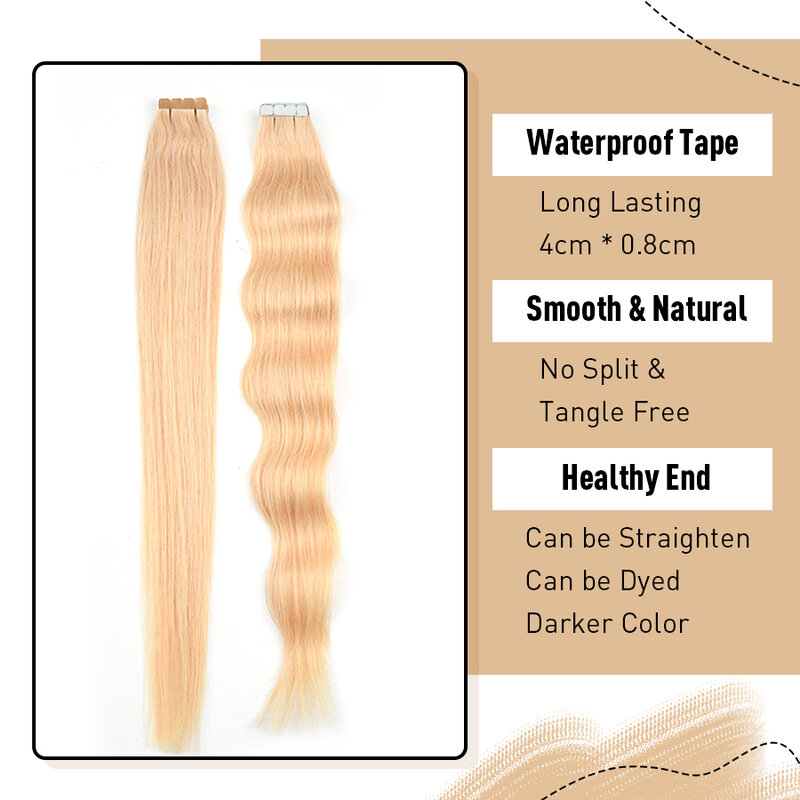 Neitsi-Mini cinta en extensiones de cabello humano 100% Real, cinta Invisible sin costuras Natural, pegamento para el cabello, trama de piel recta, Remy, 12 "-24"