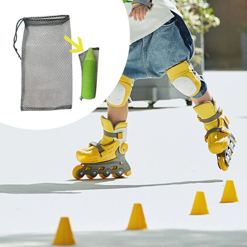 Bolsa de malla para conos de patinaje, bolsa de transporte negra para marcador de campo, conos deportivos, conos de patinaje sobre ruedas en línea, copa de pila de fútbol