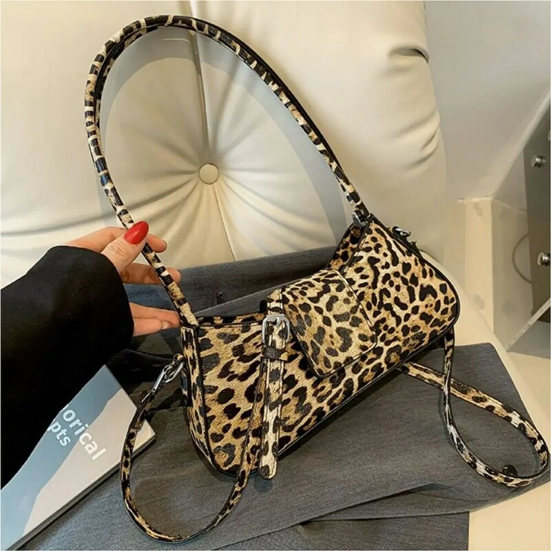 Vintage Leopard Handbag Ladies Luxury Design Underarm Bag Crossbody Bag