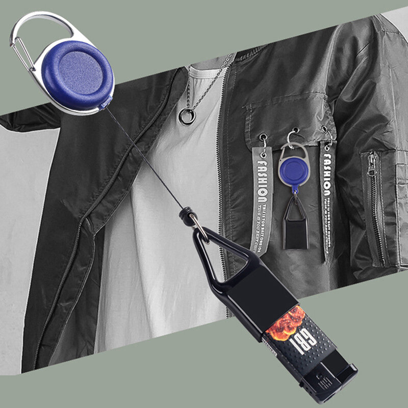 Portátil retrátil alongada tampa mais leve, Anti-Lost Belt Bag com corrente fácil chave, Clipe Corda, 1pc