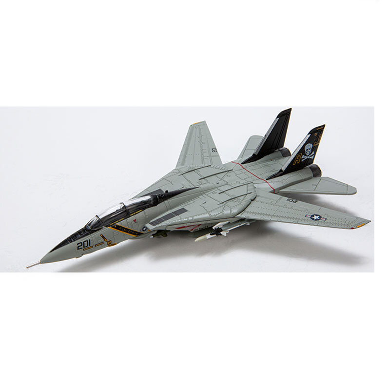 Diecast American F-14 Militarized Combat Fighter Aircraft Alloy & Plastic Model 1:144 Scale Toy Gift Collection Simulation