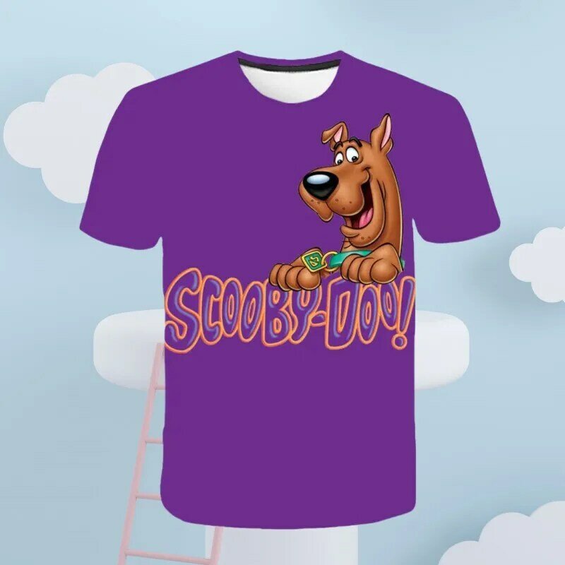 Футболка для мальчиков и девочек 4-14 лет, летняя рубашка с коротким рукавом и 3D рисунком из мультфильма «Собака», детские топы из полиэстера