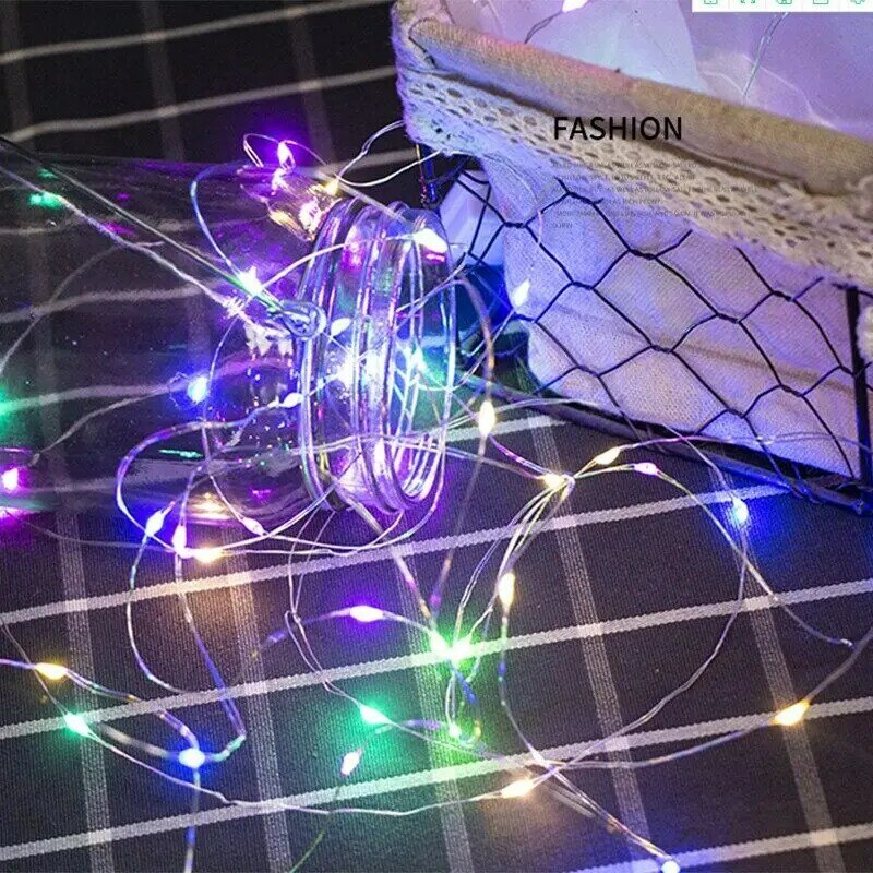 6 buah 1M 2M 3M dioperasikan baterai lampu peri LED lampu senar tahan air hadiah pesta liburan Natal Tahun Baru