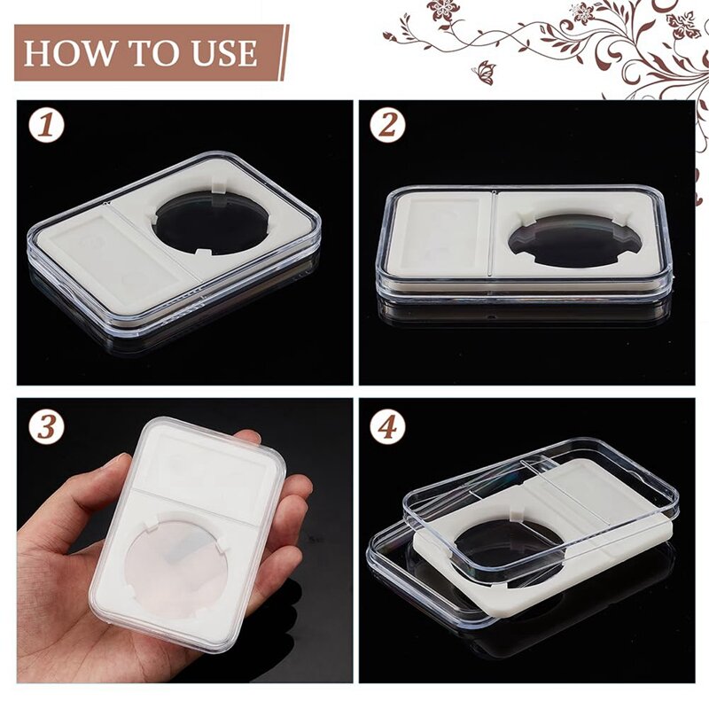Coin Slab Snap Display Holder, White Coin Cases For Collectors Coin Display Box Plastic Dollar Coin Holder Durable