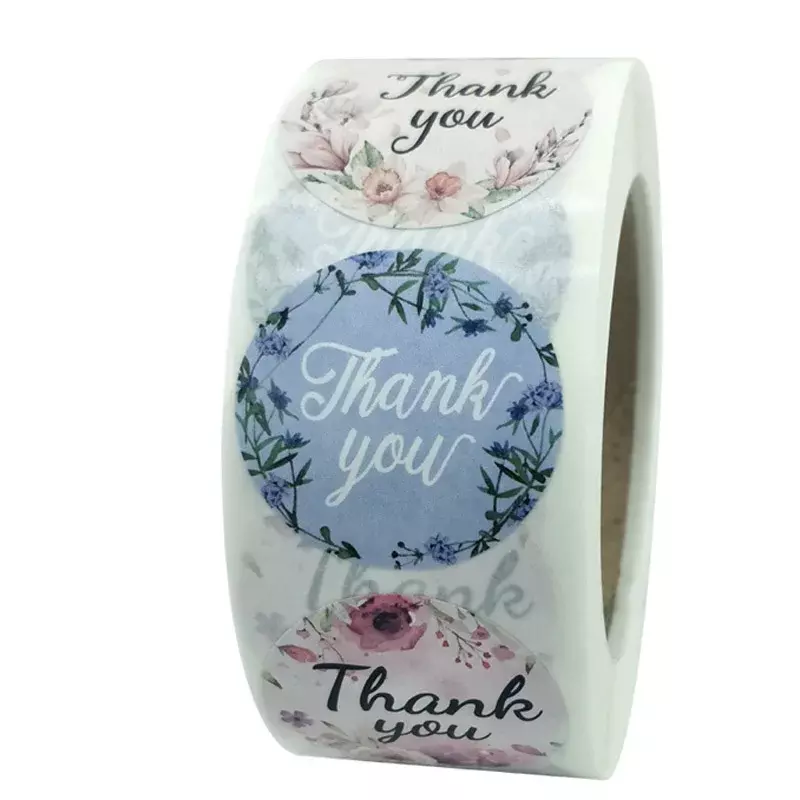 50-500 pces 8 estilos obrigado você etiqueta para etiquetas do selo redondo floral multi cor etiquetas etiqueta feito à mão oferta papelaria adesivo