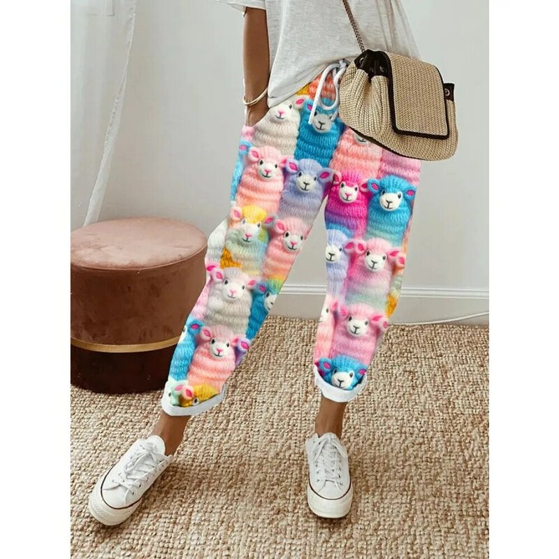 Spring Colorful Pants Women Summer Casual Drawstring High Waist Trousers Streetwear Y2K Clothes Oversize Pants Chic Pantalones