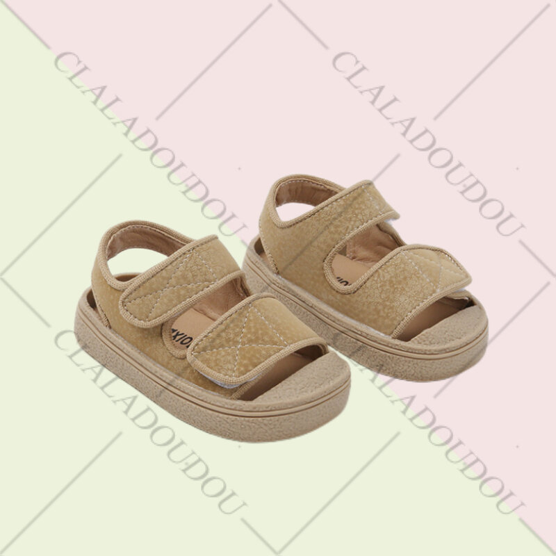 Sandalias suaves de Punta cerrada para niña de 12-16cm, sandalias informales sólidas para exteriores para niños de 0 a 3 años, sandalias de playa para bebé
