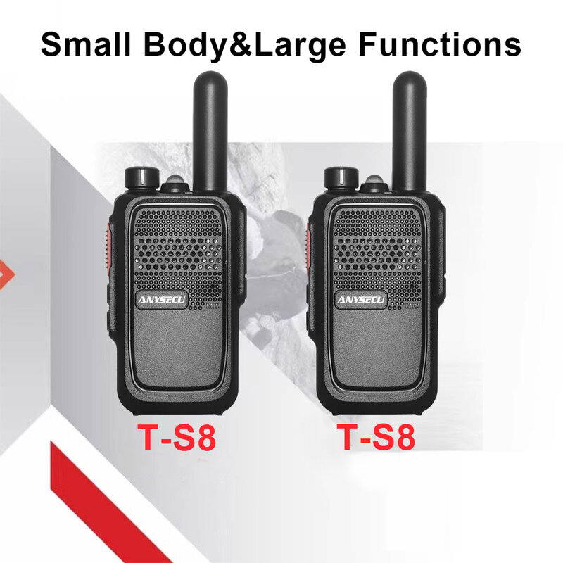 ANYSECU Radio MINI COMPACT e T-S8 3W Walkie Talkie supporto UHF trasmettitore Radio portatile a vibrazione CTCSS/DCS non standard
