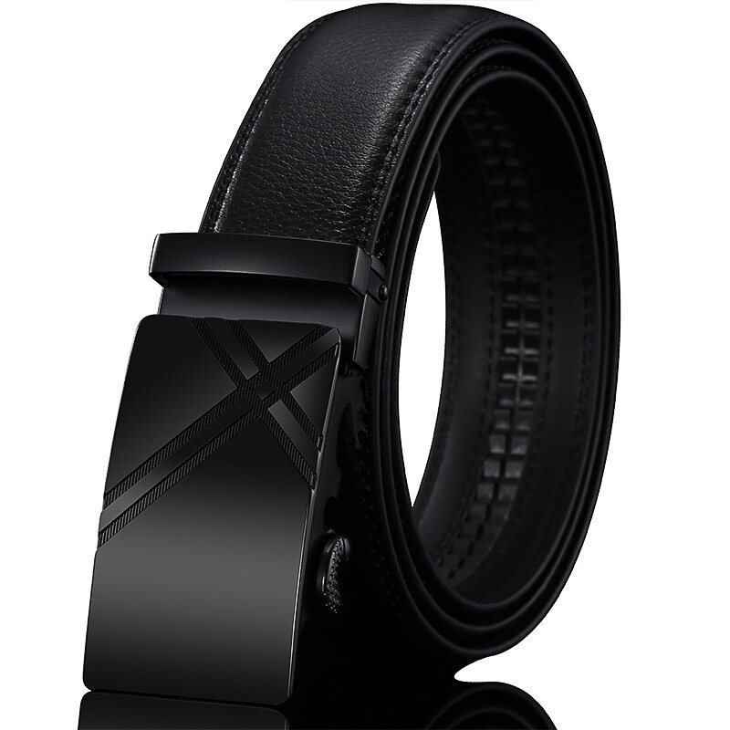 3,5 cm beschichtetes Leder unregelmäßige automatische Schnalle Herren schwarzen Gürtel Jugend Geschäfts reise hochwertige Pendel-und Büro gürtel