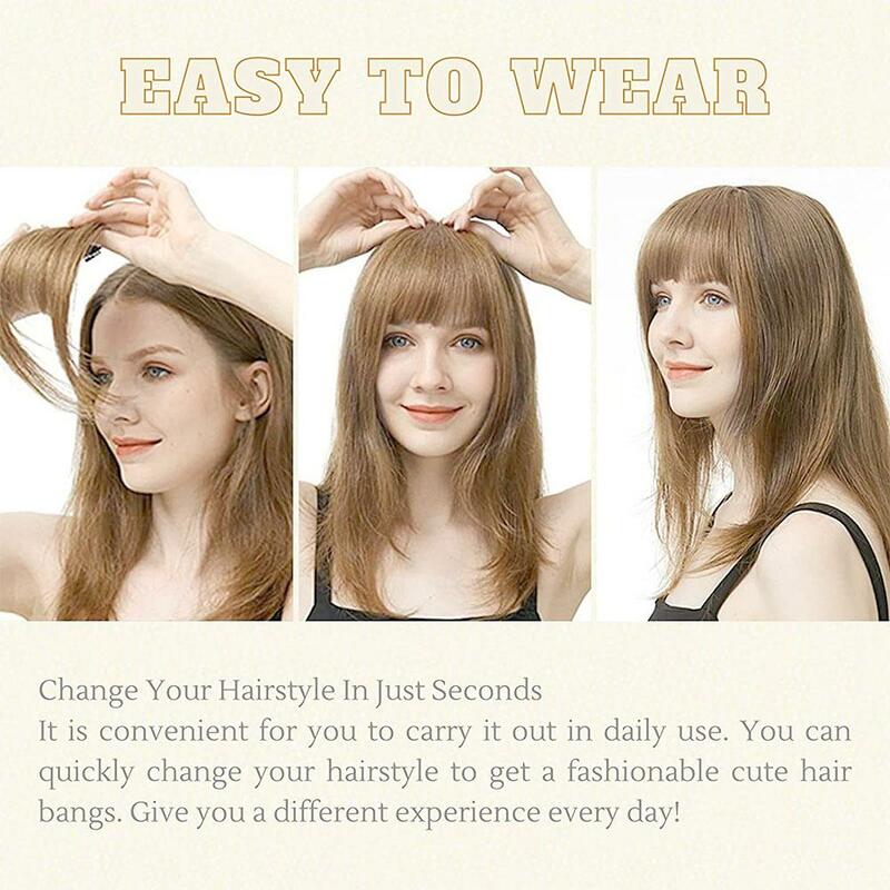 Air Bangs Wig For Women's Opening Natural Forehead French Fake Bangs Patch Light And Thin Style With Straight Bangs