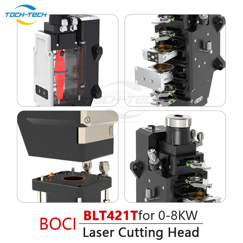 BOCI kepala pemotong Laser serat BLT421T, kepala pemotong fokus otomatis 0-8kw QBH untuk pemotong Laser