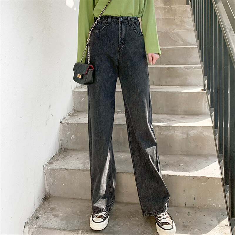 High Quality Woman Jeans Fashion High Waist Wide Leg Denim Clothing Vintage Quality Harajuku Straight Pants Jeans