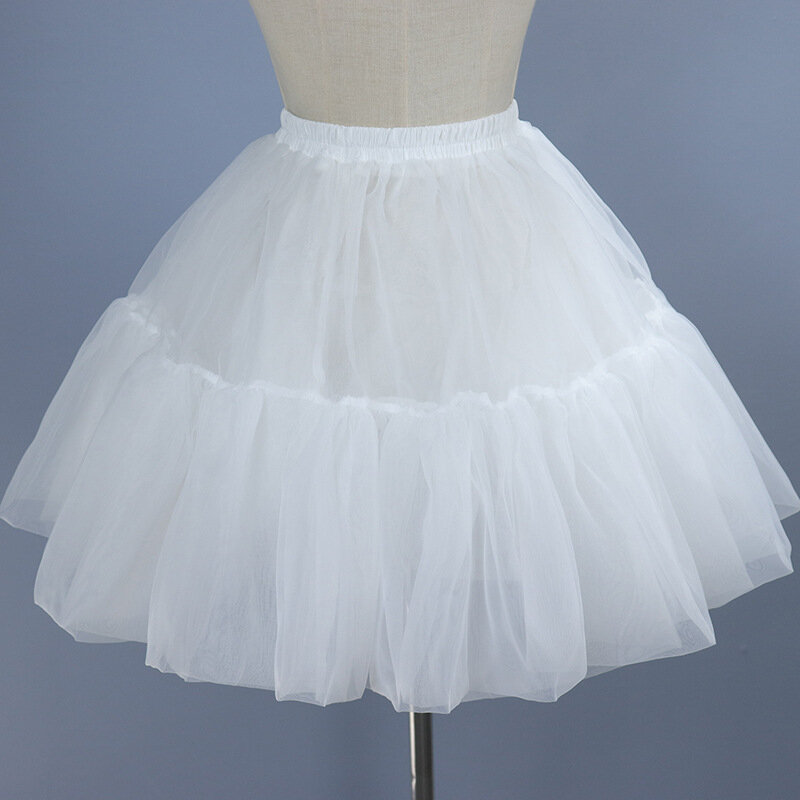 Lolita falda interior para mujer, enagua blanca de Cosplay, estilo Preppy, Linda falda con volantes negros, moda para niña