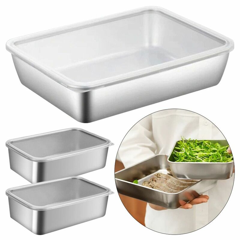 1 Stück Edelstahl Crisper Box neuer Kühlschrank gefroren Sortieren Lebensmittel Veranstalter s/m/l mit Deckel Aufbewahrung sbox Küche