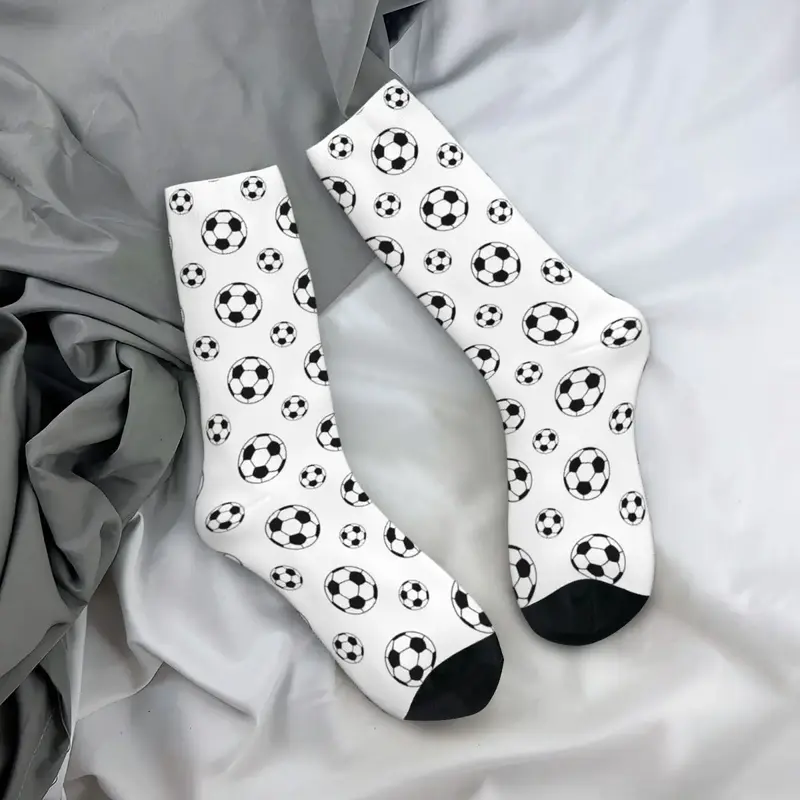 Soccer Pattern Socks para Unisex, bolas de futebol, futebol, novidade, Street Style, tubo médio, moda unisex