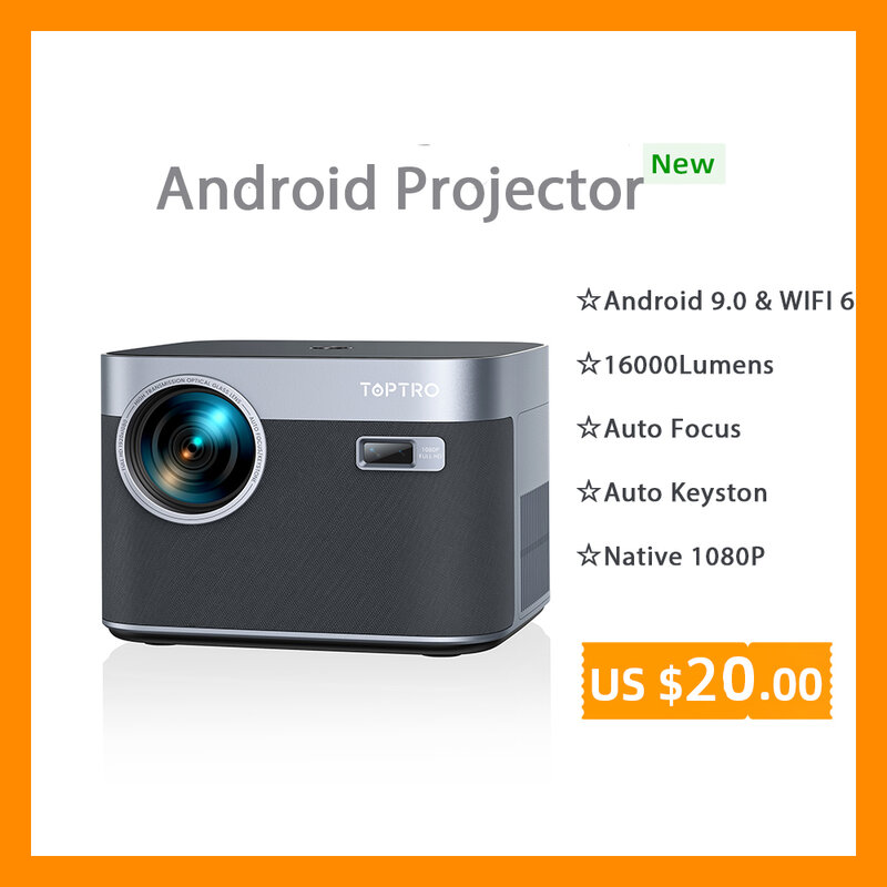 TOPTRO проектор 4K 600ANSI Full HD 1080P 16000L WiFi6 Bluetooth Android проектор с автофокусом/домашний кинотеатр Keystone проектор X7