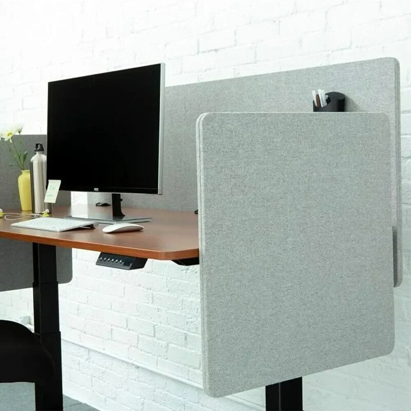 Clamp-on Acoustic Desk Divisor, baixa partição, painel de privacidade, reduz o ruído e características visuais, Cool Gray, 47,25 "x 23,6"