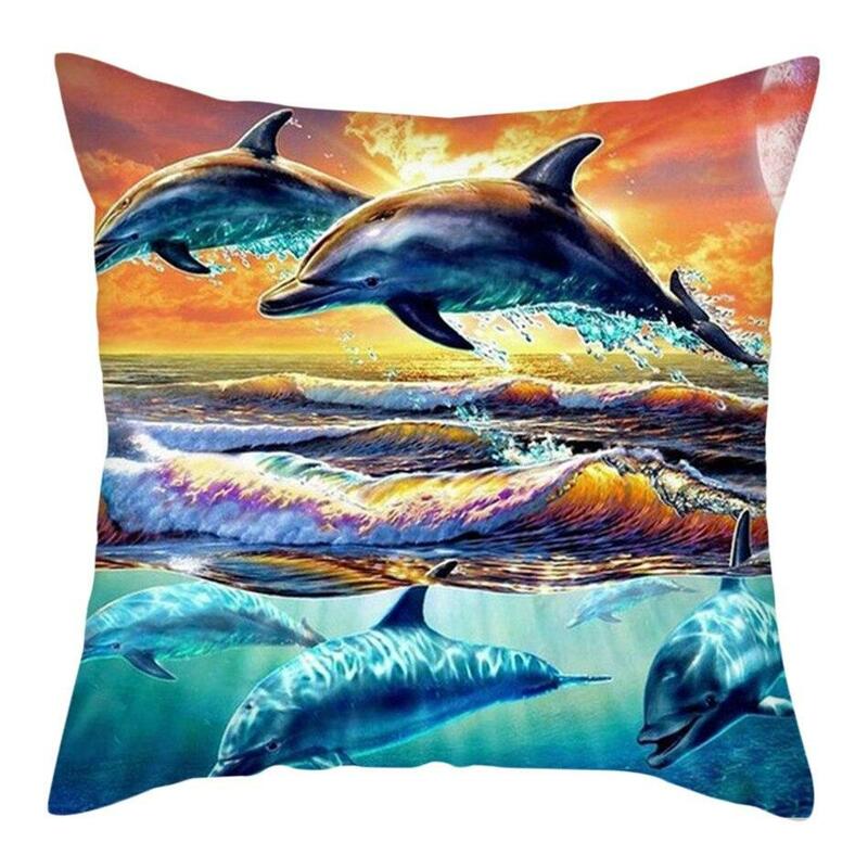 Funda de almohada de SeaWorld de Color Delfín, cubierta de cojín cómoda para sofá, oficina, asiento de coche, decoración del hogar, 45x45cm