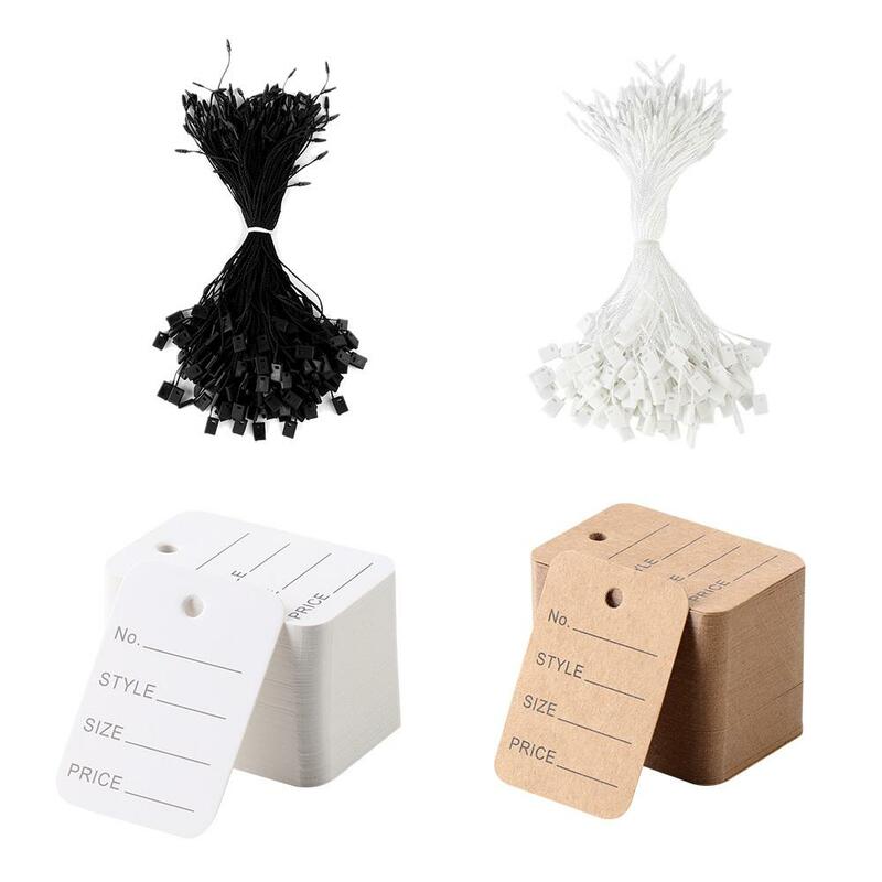 500/1000PCS Fasteners Retail Snap Lock Fittings Clothing Label Hangtags Price Tags Hang Tag String