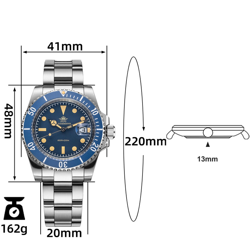 Мужские кварцевые наручные часы ADDIESDIVE, с керамическим корпусом, из нержавеющей стали, с очень светящимся корпусом, с датой, 200 м, часы для дайвинга