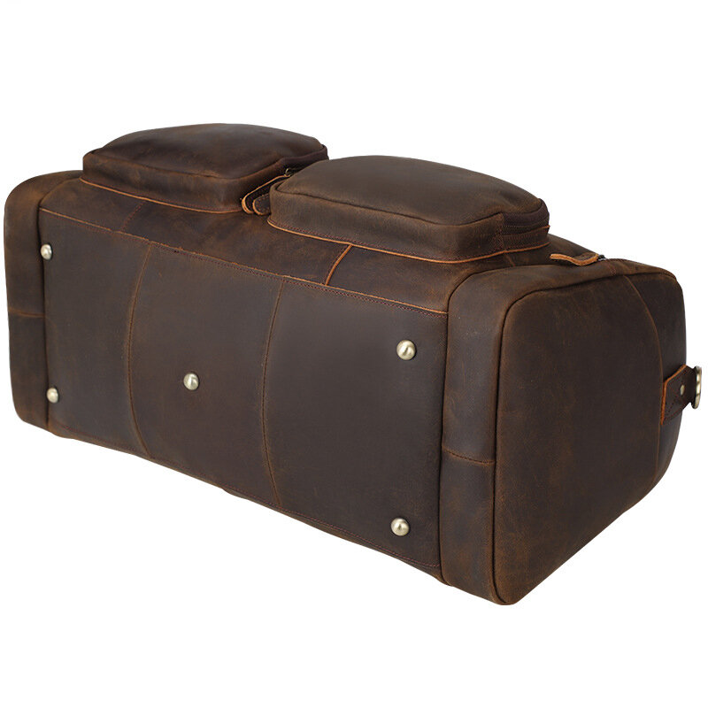 Tas Duffle pria Super besar 62cm tas Travel kulit asli untuk pria tas tangan pria tas Weekender untuk bagasi antik mewah